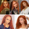 Colored Curly Lace Part Human Hair Wigs Brazilian Ginger Orange For Black Women Pre-Plucked Remy Density 180