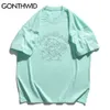 Harajuku Camisetas Bordado de Streetwear Doutor Urso Manga Curta Tshirts Hip Hop Fashioin Casual Algodão Solto Tops 210602