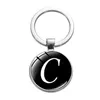 26 NEDERLANDS LETERS GLAS ROND CHARM SLEUTEL RING PERSOONLIJKE A-Z Initiële naam Sleutelhanger Tas Auto Sleutelhanger Sieraden Gift Accessoires