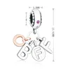 925 Argent Lettre Rose Or BFF Famille Maman Amour Coeur Dangle Perle Fit Original Charme Bracelet Collier Faire L'amitié Pour Toujours B2028