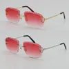 Piccadilly Irrégulet Frameless Diamond Cut Cut Lens Sunglasses Femmes ou homme Unisexe Rimless Scarués à l'extérieur Glasse