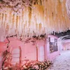 20pcs 1M / 2M glycine guirlande artificielle soie fleur vigne pour la maison mariage jardin décoration rotin suspendu mur faux fleurs 210624