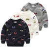 Frühling Herbst Korea Stil 7 8 9 10 Jahre 130 cm 140 cm Kinder Langarm Cartoon Auto Druck Baby kinder Sweatshirt Für Jungen 210414