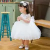 Robe de fille de fleur florale à paillettes de mode pour mariage princesse blanc Tulle bébé filles baptême baptême 1er robe d'anniversaire Girl036738231