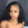 4x4 Lace Closure Human Hair Wigs 150% Natural Color Brazilian Curly Short Bob African American Wig