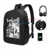 Funny Graphic Print The Pillows White Mode USB Charge Backpack Men School Bags Women Bag Travel Laptop