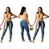 Womens 2022 New Jeans Wear Rope Small Feet Elastic Sexy Slim Denim Pants Designer Women Leggings