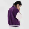 Aolamegs Furry Bone Letter Patch Color Block Patchwork 3 couleurs en option Harajuku College Style Bomber Jacket Hommes Baseball Manteaux 211110