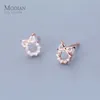 925 Sterling Silver Fashion Clear CZ StudRings Earrings pour Femmes Rose Gold Couleur Géométrique Design Épingles Studs Bijoux 210707