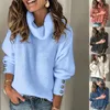 Maglioni da donna Dolcevita solido Donna Autunno Inverno Casual Manica lunga Bottone lavorato a maglia Pullover Moda femminile Maglioni allentati 2021