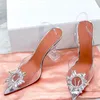 Klänningskor 2021 Klar fjäril PVC High Heel Stiletto Pekade Toe Transparenta Bröllopspumpar Designer Bankettskor