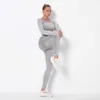Long sleeve seamlyoga set for women workout seamlleggings open back yoga top fitngym clothing gym suits X0629