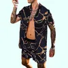 high quality Tracksuits summer chemisier loose lapel casual youth printing short sleeve men's blouse brand hawaiian Unique print shirt