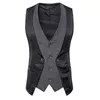 Gilets pour hommes Mens costume gilet épissage col en V chevrons satin simple boutonnage slim fit pour les affaires formelles loisirs vêtements masculins