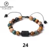 12 Constellation Classic Strands Casal Pulseira Picture Tigre Olho Pedra Natural Rodada Bordada Bordada Cordilheira Livre Tamanho Cura Pulseiras