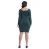 Casual Dresses XL-4XL Women Shiny V Neck Ruched Front Fashion Streetwear Banquet Party Clubwear Ladies Solid Color Long Sleeve Dress