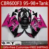 Fairings + Tank för Honda CBR 600 Rose Black 600F3 CBR600 F3 FS CC 1997 1998 1995 1996 Body 64NO.133 CBR600F3 600CC 600FS 95-98 CBR600-F3 CBR600FS 97 98 95 96 Bodywork Kit