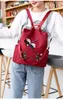 Waterproof Nylon Women Backpack Zipper Oxford School Bags For Girls Dragonfly Flower 3D Embroidered Backpack Female Rucksack X0529