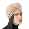 Beanie/Skl Caps Sombreros Sombreros, Bufandas Guantes Moda Aessories Musulmán Top Anudado Sombrero Turbante Con Sedoso Satén Forro Hijab Pañuelo Headwra