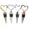 Party Wedding Favors Gift Heart Shaped Metal Wine Stopper Kitchen Tools Bottles Stoppers Barware Sealed Bottle Pourer Cover ZC560