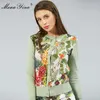 أزياء ربيع الخريف طويلة الأكمام الحياكة قمم المرأة أنيقة العنب الأزهار الطباعة الحرير الصوف سترة 210524