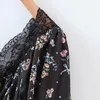 Foridol vintage preto laço decorado vestido mulheres verão floral impressão mini vestido elegante curto boho praia vestido de mujer 210415