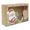 22/18cm Paper Gift Boxes Christmas Present Muffin Snacks Packaging Box Paper Xmas Snowman Santa Claus Box with Greeting Card 220301