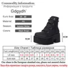 Gdgydh printemps automne bottines femmes plate-forme bottes en caoutchouc semelle boucle en cuir noir PU talons hauts chaussures femme confortable Y0905