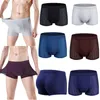 Underpants Boxer Briefs Underwear Homens Gelo Silk Soft Respirável Malha Stretch Plus Size Bamboo Homem Preto Cinza Maroon 2XL 3XL 4XL 5XL 6X