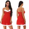 Европейский и американский рождественский костюм веселый костюм единый искушение роль играть сексуальное женское белье кружевная рождественская марля 211208