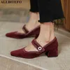 ALLBITEFO Confortable Soft Flock Femmes Talons Hauts Semelle intérieure en peau de mouton Mode Casual Femmes Talons Chaussures Rue Marche Chaussures de base 210611