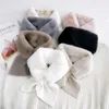 2021 Nowy Czarny Biały Gruby Ciepły Faux Rabbit Futro Neck Collar Scarf Bandana Kobiety Winter Moda Serce Knitted Szaliki Dla Damskich H0923