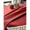 Home Impermeabile Tinta Unita Tovaglia Imitazione Cotone e Lino Nappa Pizzo Rotondo Pranzo Caffè 211103