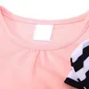 Casual Barn Kläder Ställ Höst Långärmad Bow Shirts Striped Leggings Baby Girls för 3-7Y 210528
