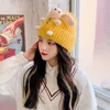 Beanie/Kafatası Kapakları Sonbahar ve Kış Tarzı Japon Sevimli Ayı Örme Şapka Kadın Sıcak Kore Dikiş Moda Yün Davi22