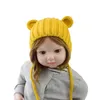 Bérets dessin animé oreille cache-oreilles chapeau chaud tricoté enfants fille garçon automne hiver Bonnet couleur unie Protection enfants casquette bonnets unisexe