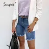 Bermuda Slim Jeans Jeans Fringe Moda Moda Borla Apertado Calças Verão Casual Bolsos Feminino Capris Primavera 210414