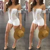 Tute da donna Pagliaccetti Donna Sexy Crochet Beach Fishnet Sarong Handmade Bodycon Knitting Jumpsuit Bianco 2021 Abiti di moda