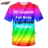 Ujwi 3D Imprimir Mulheres Personalizadas / Homens Camisetas Oversores de Poliéster de Algodão Camisas Fábricas Dropship DIY Equipa Competição Roupas Racing 210706