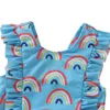 0-3Y Summer Spädbarn Bödd Toddler Baby Girls Badkläder Rainbow Print Ruffles Baddräkt Beachwear Baddräkt DD15 210515