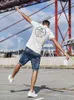 KUEGOU Men's denim shorts jeans 100% cotton Summer fashion wash the old hole Straight type men Pants KK-2991 210714