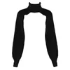 Women's Sweaters Women's Women Lantern Long Sleeve Sweater Sexy Hollow Out Turtleneck Solid Color Crop Top Ribbed Knit Loose Shrug