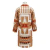 Geïnspireerd deken jas vrouwen dames lange tribal print camel boheemse geometrische jacquard buttons down revers jas jas 210412