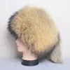 Stil full päls fluffig dam 100% naturlig räv päls ryska kvinnor vinter varm äkta mössor hattar