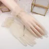 Cinq doigts gants femmes robe accessoires feuille de lotus voilages courts tulle extensible 1 paires dentelle nylon doigt complet 9989742
