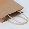 Winkelen Draagtas Afdrukken Logo Simple Gift Kraft Papieren Tas Dank u Kraftpapier Tote Zak 15 * 8 * 21cm 1237 V2