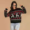 Woman Knitwear Black Knitted Pullovers Tops Reindeer Ugly Christmas Sweaters 2020 Long Sleeve Jersey School Work Clothes Jumper Y1118