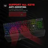 Teclado mecánico HAVIT para jugadores, 104 teclas, interruptor azul o rojo, teclados para juegos RGB, tableta de escritorio, versión rusa