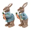 2pcs 귀여운 짚 토끼 토끼 장식 부활절 파티 홈 정원 결혼 장식 사진 소품 공예 210408