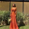 Kobiety Dress Deep V Neck Backless Bohemia Sexy Dot Drukuj Maxi Es Hollow Out High Paist Long Summer ES 210524